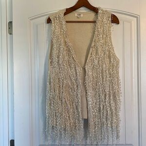 Umgee fringed Sweater cardigan Vest Large